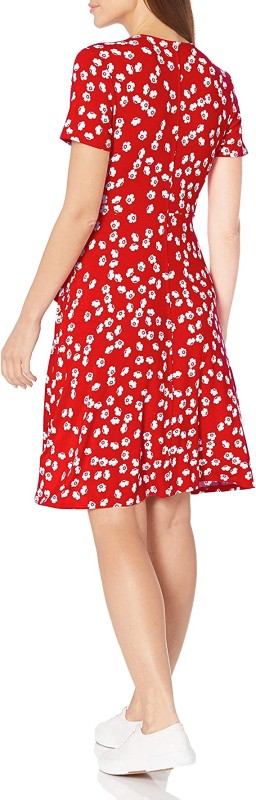 Amazon Essentials Women's Cap-Sleeve Faux-Wrap Dress