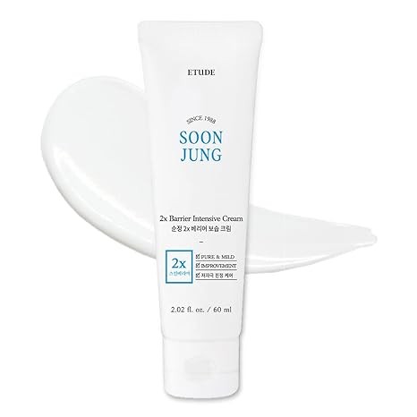 ETUDE House SoonJung 2x Barrier Intensive Cream 60ml (21AD) | Hypoallergenic Shea Butter Hydrating Facial Cream for Sensitive Skin, Water-oil Balance & Panthenol for Damaged Skin | K-beauty